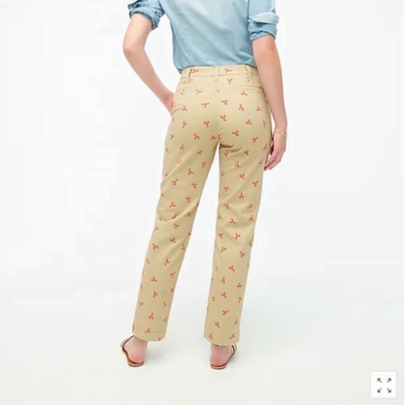 J.Crew High Rise Girlfriend Chino Lobster Print Khaki Pants 6 - Picture 3 of 9